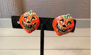 Halloween Pumpkin Jack O’ Lantern Happy Halloween Clip-On Earrings